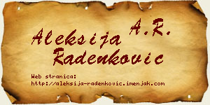Aleksija Radenković vizit kartica